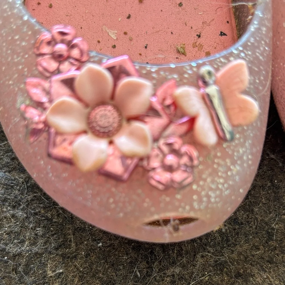 Mini Melissa Sparkling Pink Floral Kids Shoes - Picture 2 of 7